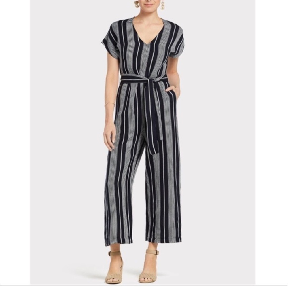 Rails Striped Navy and White Jumpsuit | Small